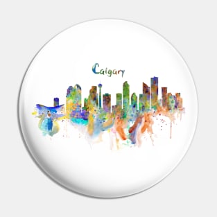 Calgary Watercolor Skyline Pin