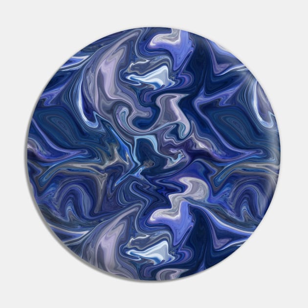 Deep Blue Silk Marble - Digital Liquid Paint Pin by GenAumonier