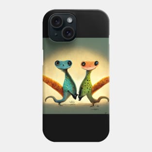 Two cute geckos staring at you Phone Case