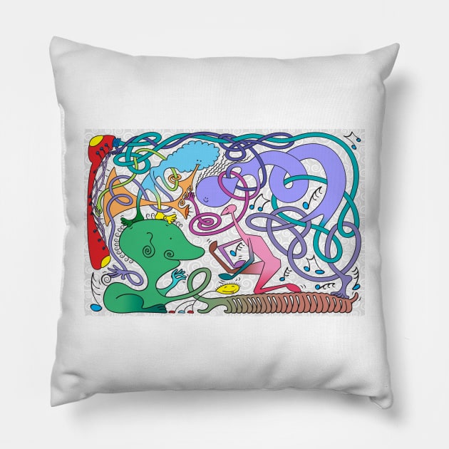 Mr Squiggly Ragamuffin Band Pillow by becky-titus