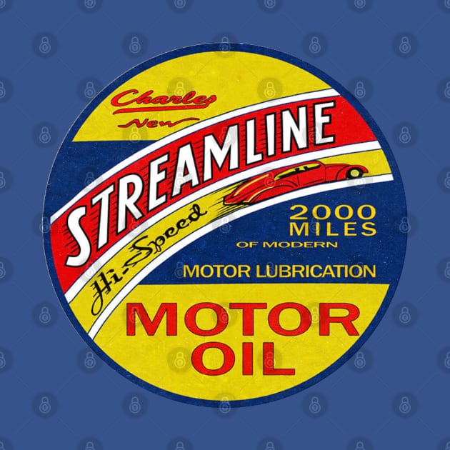 Retro Streamline Motor Oil Sign by funkymonkeytees