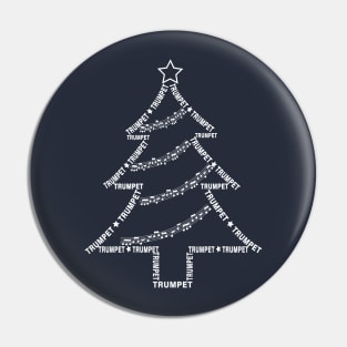 Trumpet White Text Christmas Tree Pin