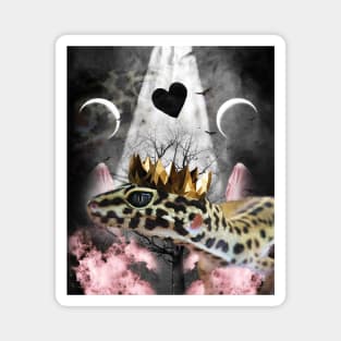 Goth Leopard Gecko With Crown Head Piece Magnet