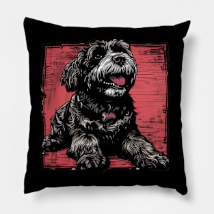 Retro Art Black Russian Terrier Dog Lover Pillow