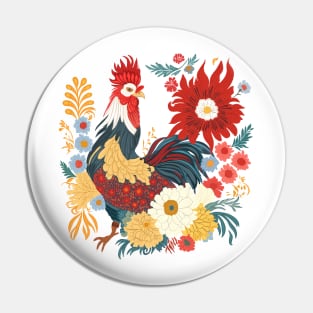 Folk Art Rooster Pin