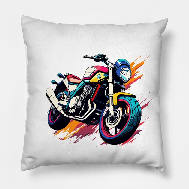 motorcycle with pop art style Pillow by gblackid