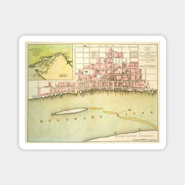 Antique Map of Philadelphia,  Pennsylvania by Benjamin Easburn Magnet by MasterpieceCafe