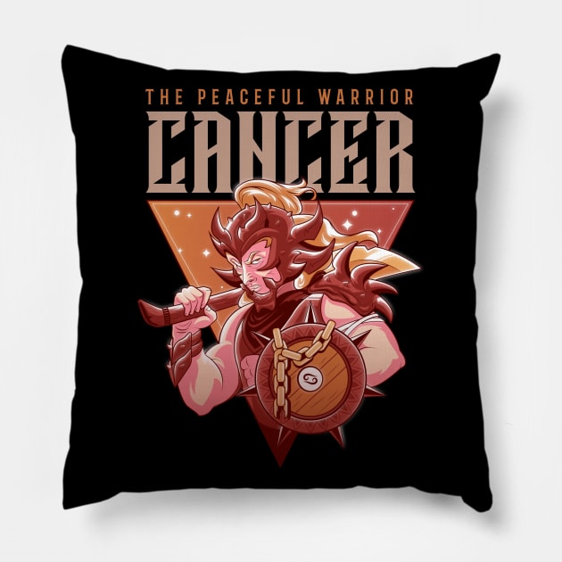 Cancer Zodiac Sign The Peaceful Warrior Pillow by Science Puns