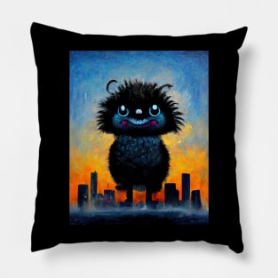 Friendly monster cityscape Pillow