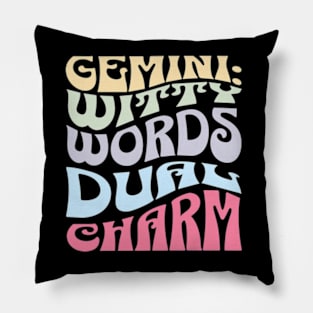 Gemini: Witty Words Dual Charm Zodiac Sign Birthday Pillow