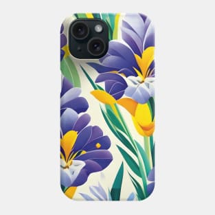 Blue Irises Abstract Motif Phone Case