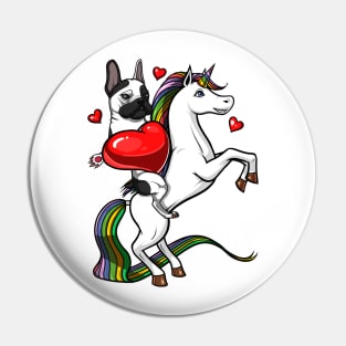 French Bulldog Riding Unicorn Pin