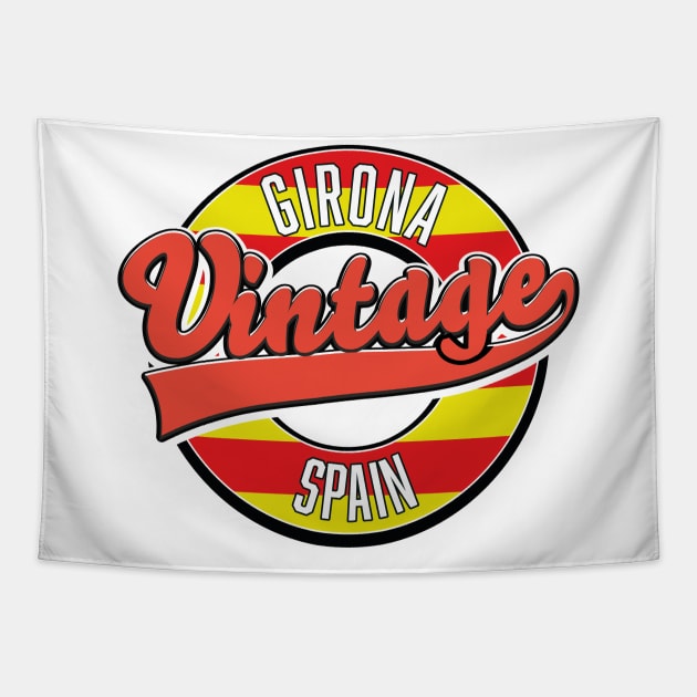 Girona spain retro style logo Tapestry by nickemporium1