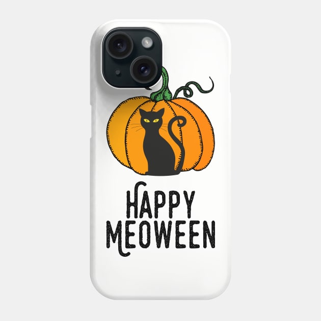 Happy Meoween – Halloween Pumpkin Cat Phone Case by HighBrowDesigns