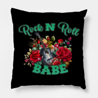 Rock and Roll Babe,Guitar and Roses Pillow