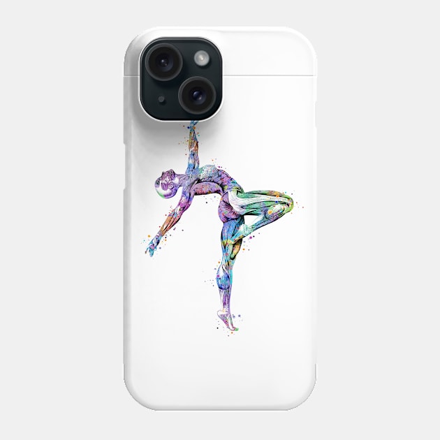 Girl Gymnastics Watercolor Anatomy Muscles Phone Case by LotusGifts