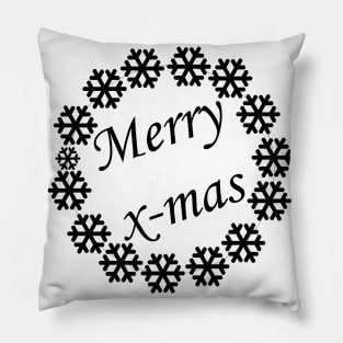 Merry X-mas Typography Design - Black and White 2 Pillow