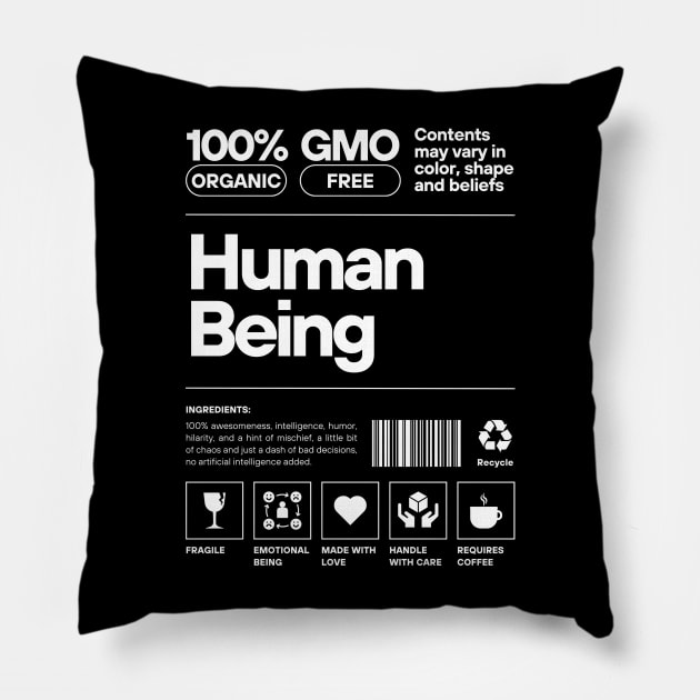 Human Being Label Typography Pillow by PilekArtCoID