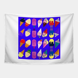 Ice Cream Flavour Blue Background Tapestry