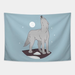 Howling Arctic Wolf Tapestry