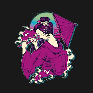 Japanese Geisha in Vaporwave style T-Shirt