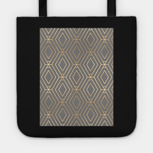 Grey & Gold Diamond Geometric Tote