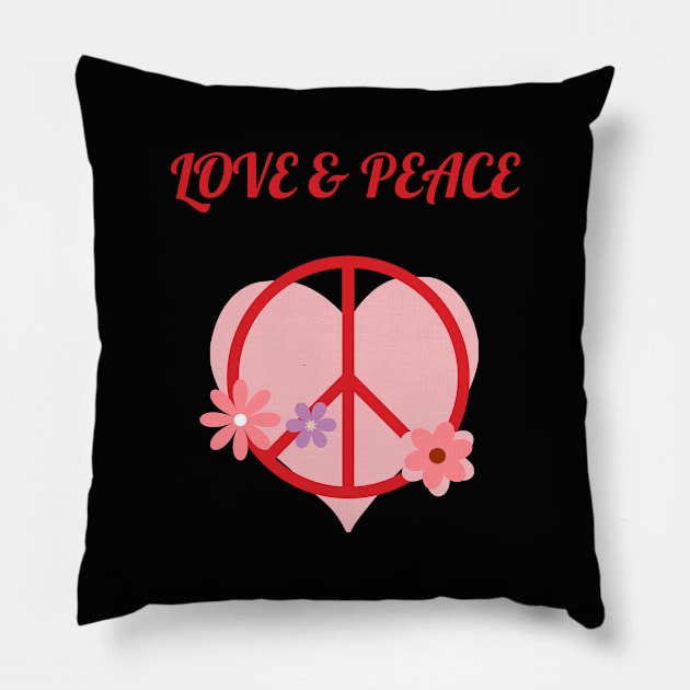 LOVE & PEACE Pillow by zzzozzo