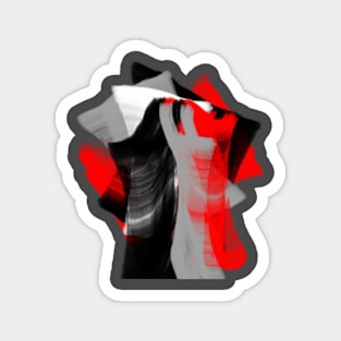 dancing abstract red black white grey digital art Magnet