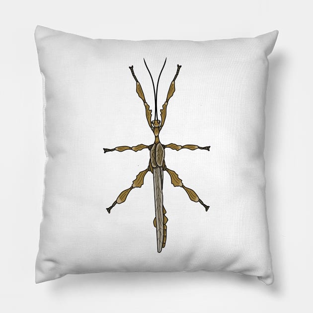 Male Giant prickly stick insect Extatosoma tiaratum Pillow by Artbychb