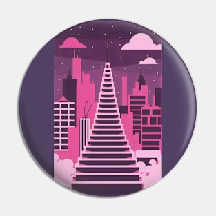 Vaporwave city minimalist art Pin