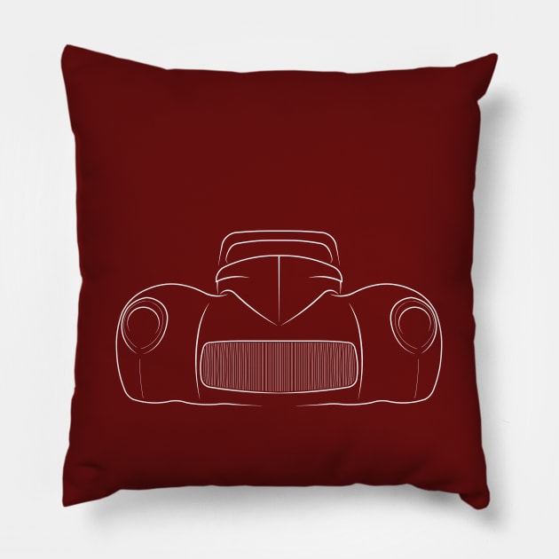 1941 Willys Coupe - front stencil, white Pillow by mal_photography