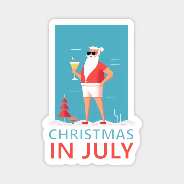 Xmas in July, Funny Santa Tropical Christmas Magnet by logiamerch