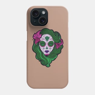 Green hair Pin-up goth girl graphic design Phone Case