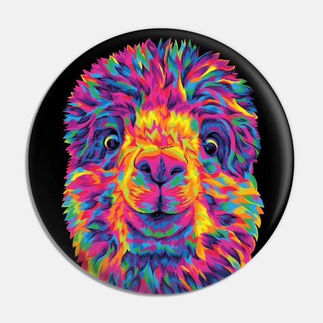 Silly Rainbow Alpaca Pin by polliadesign