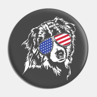 Australian Shepherd Aussie American Flag sunglasses Pin