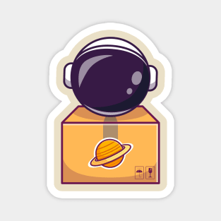 Cute Astronaut In Box Cartoon Magnet