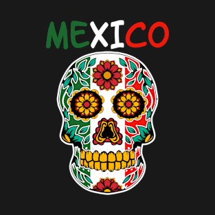 Sugar skull mexico flag Cinco de mayo T-Shirt