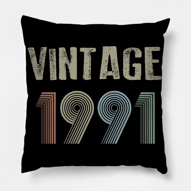 Vintage 1991 29th Birthday Gift Men Women Pillow by semprebummer7