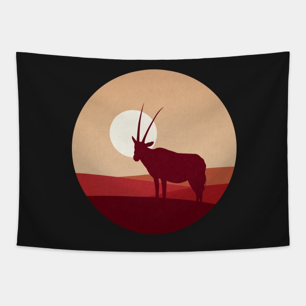 Springbok Flat Landscape Animal Silhouette Tapestry by astralprints