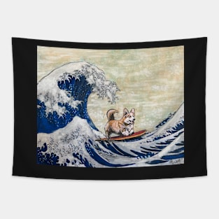 Corgi waves Tapestry