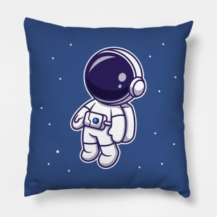 Cute Astronaut Floating In Space Cartoon Vector Icon Illustration Pillow