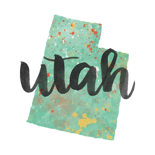 utah - calligraphy and abstract state outline by randomolive