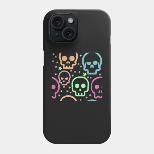 skull and star pattern - black bg Phone Case