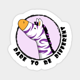 Colorful Zebra Dare to Be Different Encourage Print Magnet
