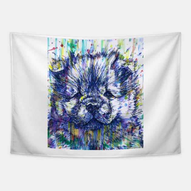 CHOW CHOW PUPPY - watercolor and ink portrait Tapestry by lautir