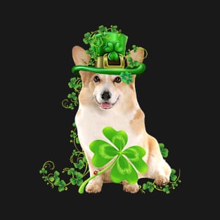 Lucky Corgi Shamrock St Patrick's Day T-Shirt