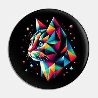 Geometric Cat  An Abstract Artwork Colorful Design Pin