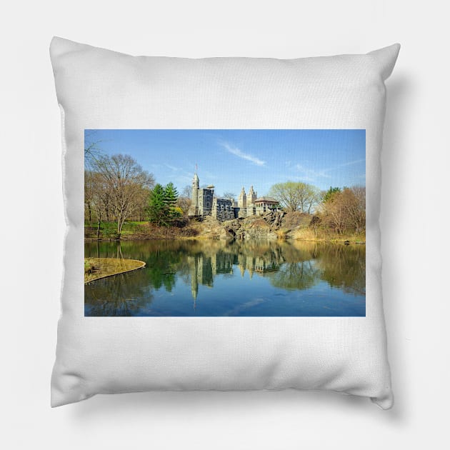 Belvedere Castle and Turtle Pond Pillow by CPAULFELL