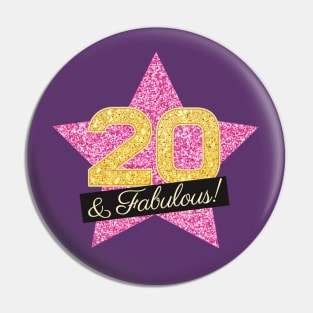 20th Birthday Gifts Women Fabulous - Pink Gold Pin