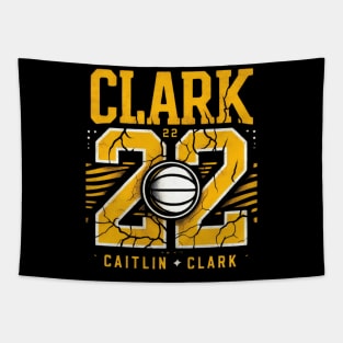 Distressed Clark 22 Basketball logo Tapestry